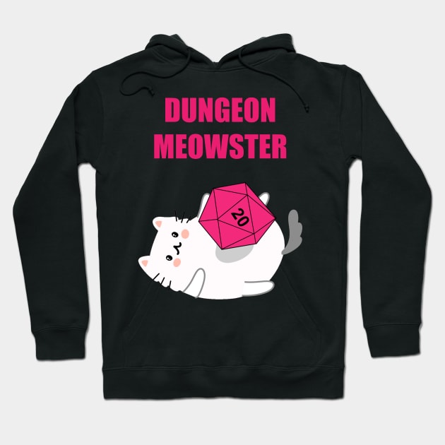Dungeon Meowster Funny Nerdy Gamer Cat D20 RPG Hoodie by Flipodesigner